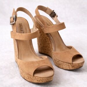 SCHUTZ Light Brown Wedge Sandals